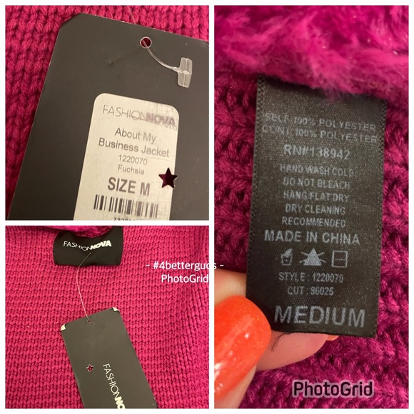 New Fashion Nova All About My Business Faux Suede Fur Collar Fuchsia Jac… - Picture 5 of 16